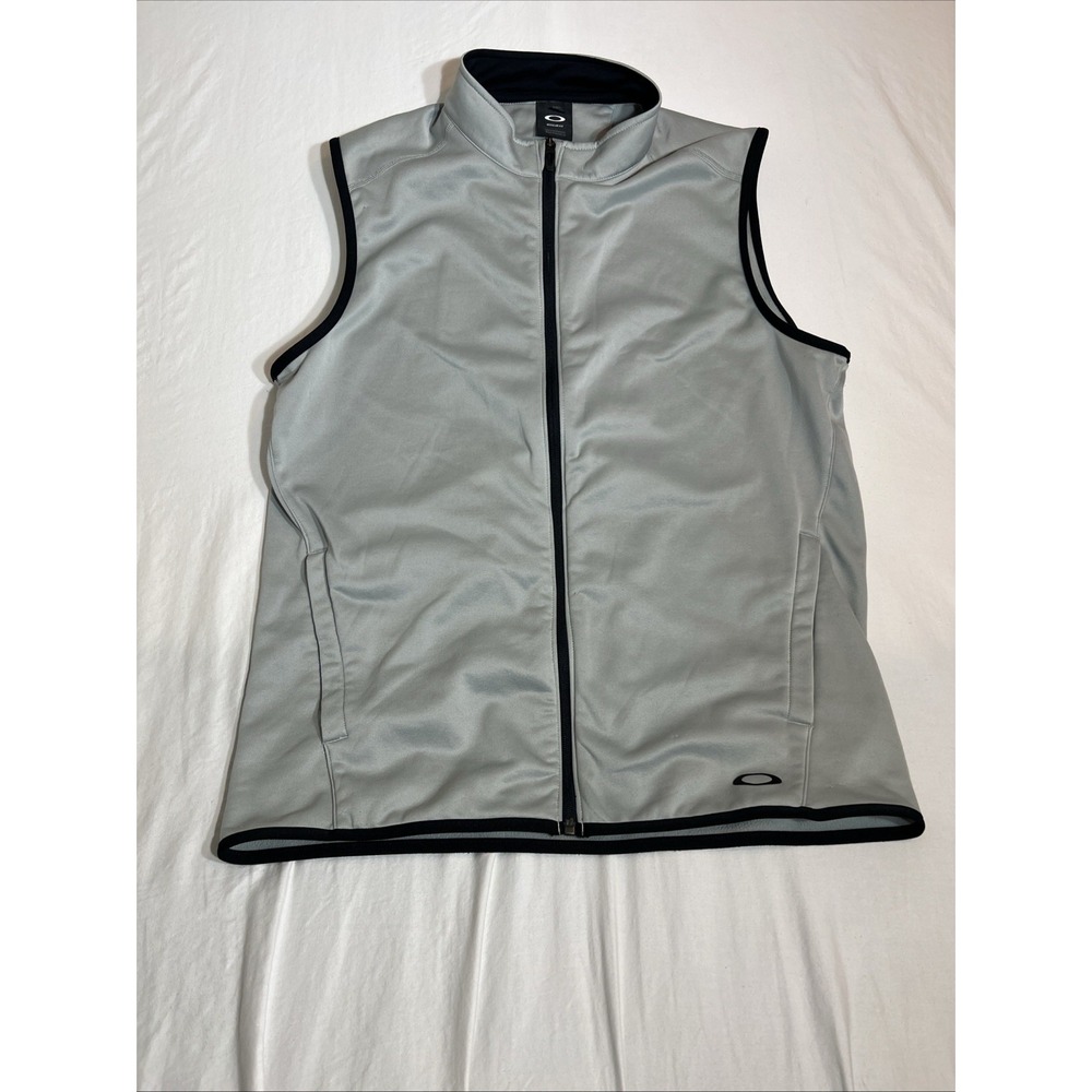 Oakley Golf Vest Gray Full Zip Mock Neck Regular Fit Size L